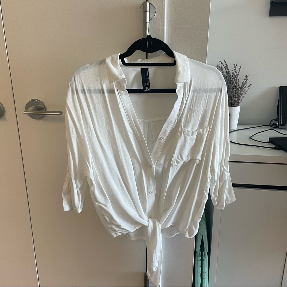 Bobi BEACH CREPE TOP IN IVORY